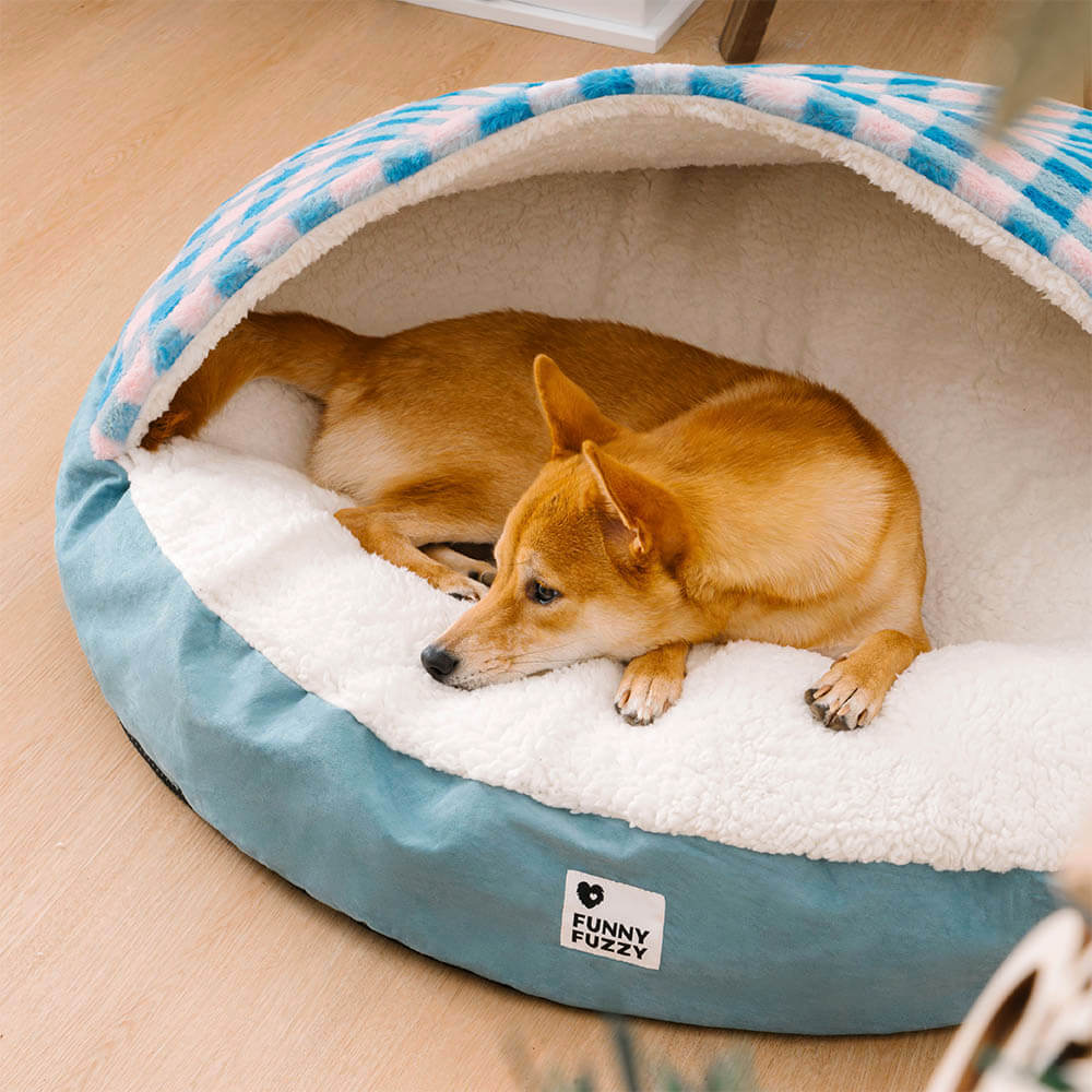 Stilvolles Hundebett mit Baldachin, ein Traumbett und weicher Schlafplatz für jeden Hund.