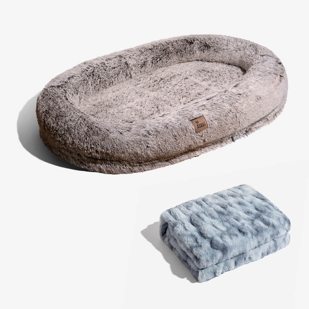 Stilvolles Hundebett, auch als Menschenbett. Supergroßes, waschbares Kuschelbett für tiefen Schlaf.