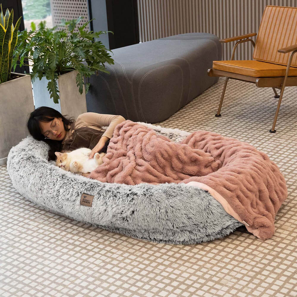 Entspannendes Hundebett XXL, auch für Menschen. Luxuriöses, orthopädisches Schlafsofa für Haustiere.