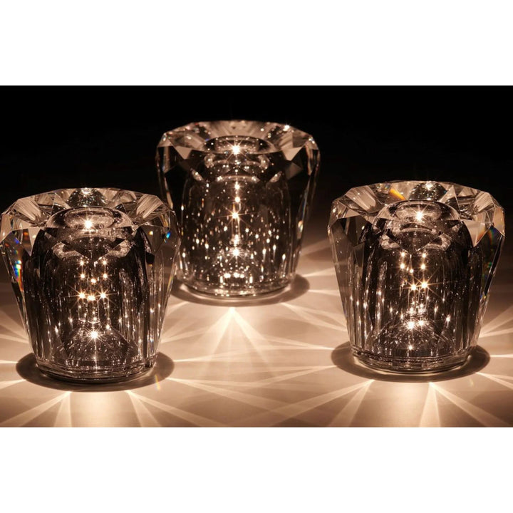 Luxus Kristall LED Tischlampe, wiederaufladbar & modern. Perfekt als kabellose Designlampe und Stimmungslicht.