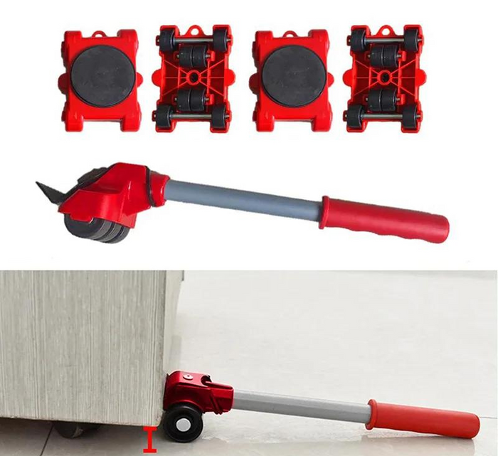 Vier Schwerlast-Möbelroller aus dem Liftaro Set, ideal für Umzugshilfe, Transporthilfe und Haushaltshilfe.