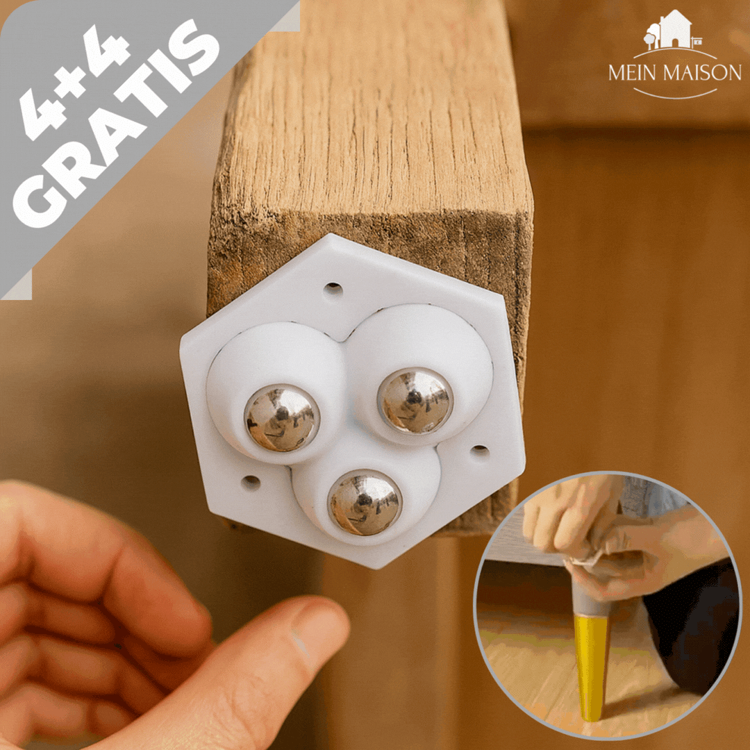 Möbelrollen 360° Set zum einfachen Bewegen von Möbeln ohne Kratzer. Ideal für Haushalt & Umzug.