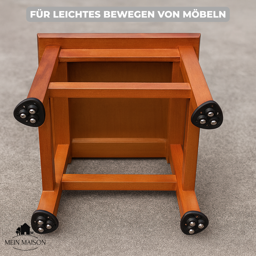 Bodenschonende Möbelgleiter mit 360° Rollen zum kratzfreien Transport von Möbeln.