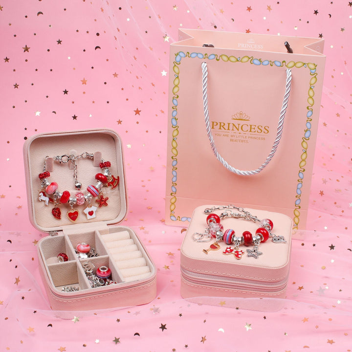 Anleitung und Materialien des Charm Armband Bastelsets für Mädchen, einfach zu verstehen.