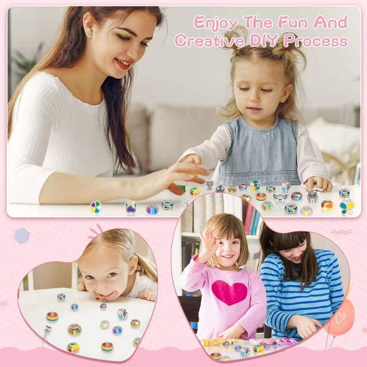 Komplettes Charm Armband Bastelset für Mädchen, inkl. Schritt-für-Schritt-Anleitung.