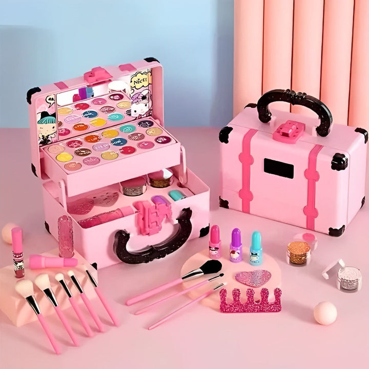 Kinderschminkset für Mädchen, ungiftig & abwaschbar. Rosa & Lila Töne für kreative Looks.