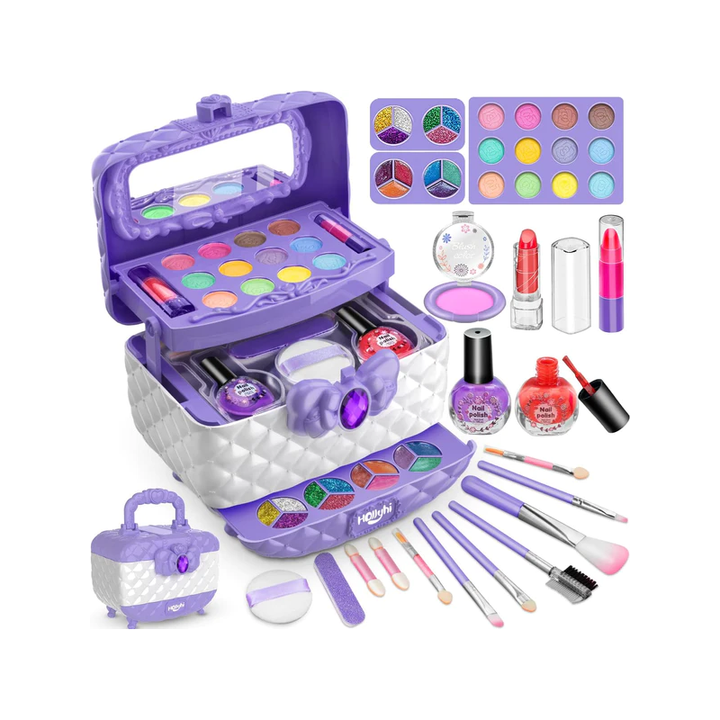 Kinderschminkset für Mädchen. Ungiftiges & abwaschbares Make-up. Ideal für Rollenspiele.