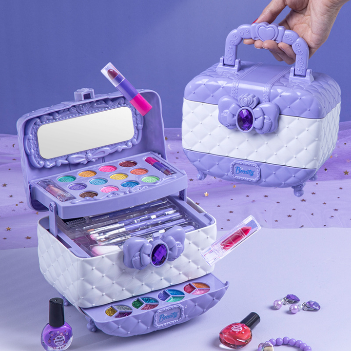Abwaschbares Kinder Make-up Set für Mädchen. Ungiftige Spielschminke fördert Kreativität.