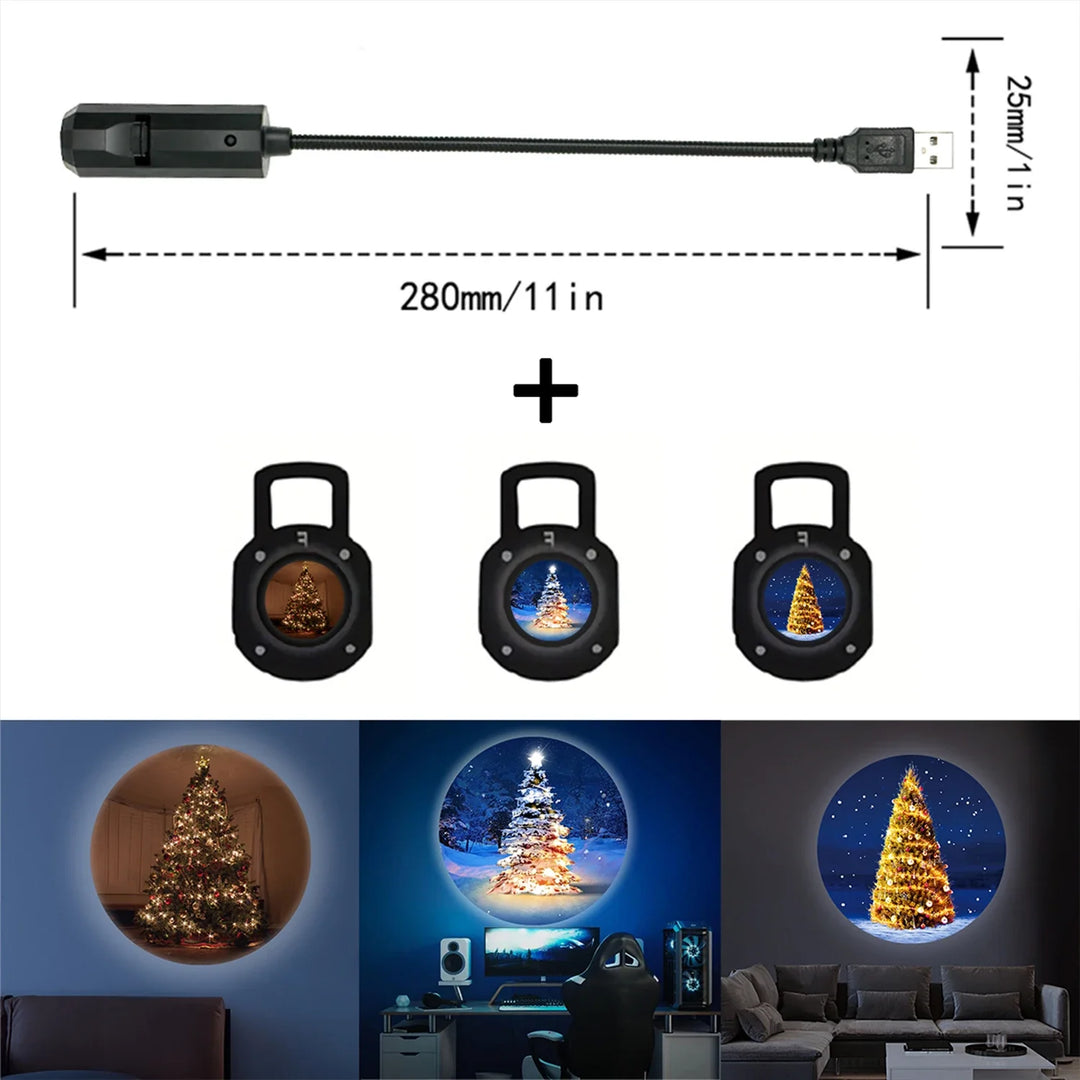 Magische LED Projektionslampe für festliche Weihnachtsdeko zu Hause, projiziert Muster an Wände & Decken.