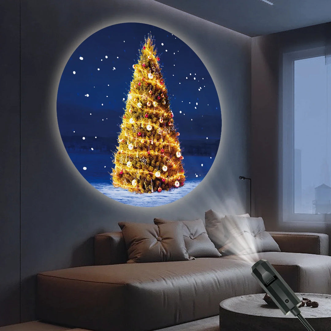 Dekorative LED Projektorlampe für Weihnachten, projiziert dynamische Schneeflocken & Sterne für Innenräume.