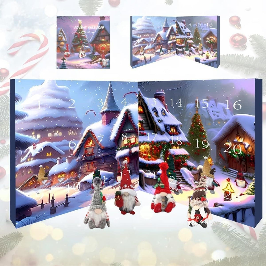 Magischer Elfen-Adventskalender 2024, festliche Winterdekoration mit Plüschtier-Überraschungen für Kinder.