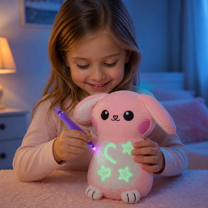 Interaktives Leucht-Kuscheltier für Kinder, mit Leuchtstift zum Malen & Spielen. Fördert Kreativität & Beruhigung.