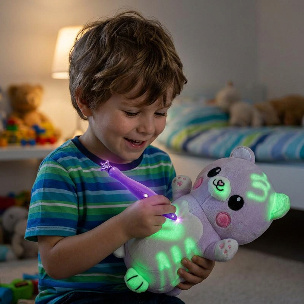 Plüschtier mit Leuchtstift: Interaktives Kinderspielzeug, das Lichteffekte und Kreativität vereint. Beruhigend & lehrreich.