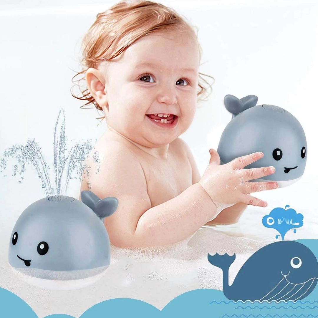 Magisches Wal Badespielzeug mit Fontäne, bringt Kindern Wasserspaß in der Badewanne.