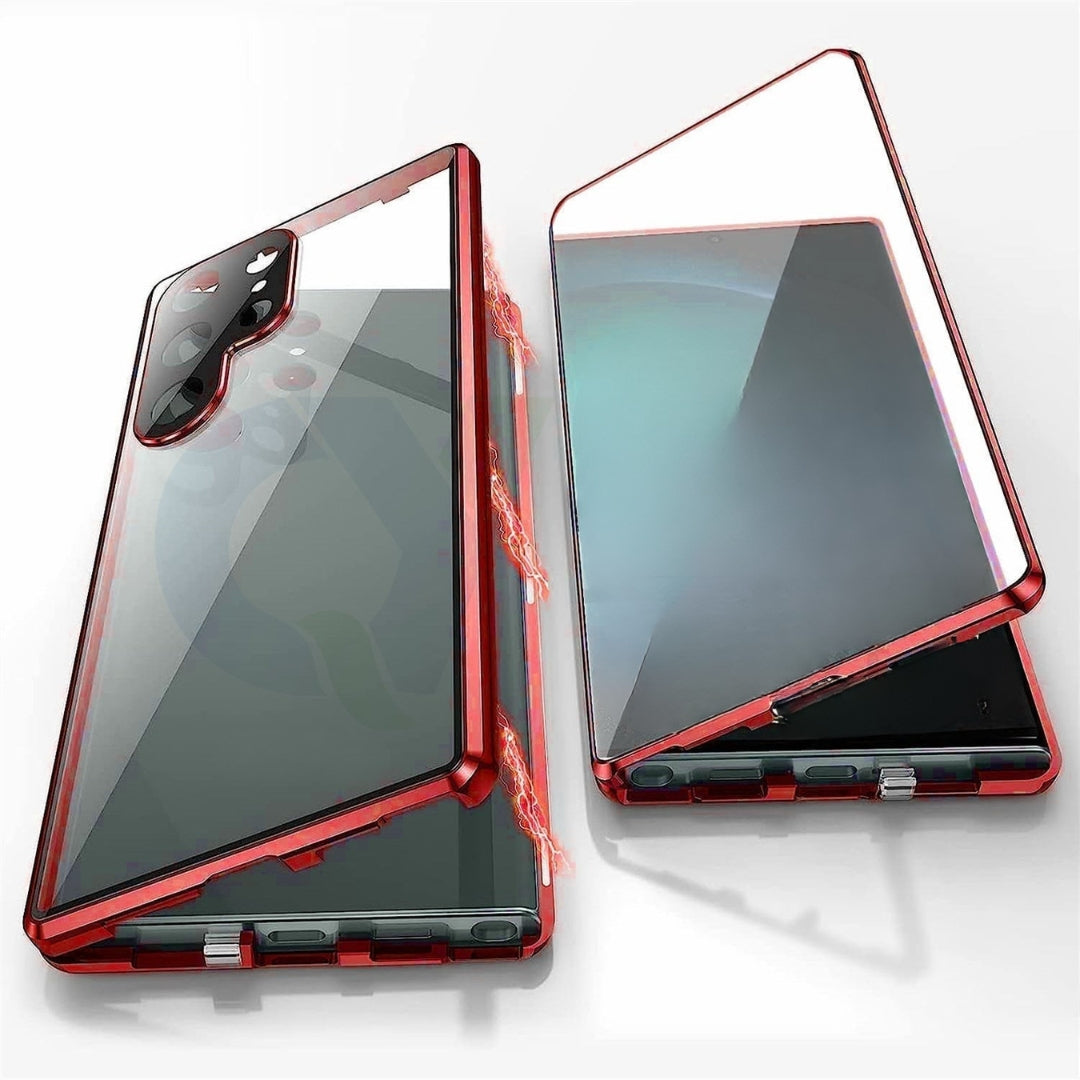 Samsung Handyhülle mit magnetischem Glas. Schützt das Display und die Rückseite zuverlässig vor Schäden.
