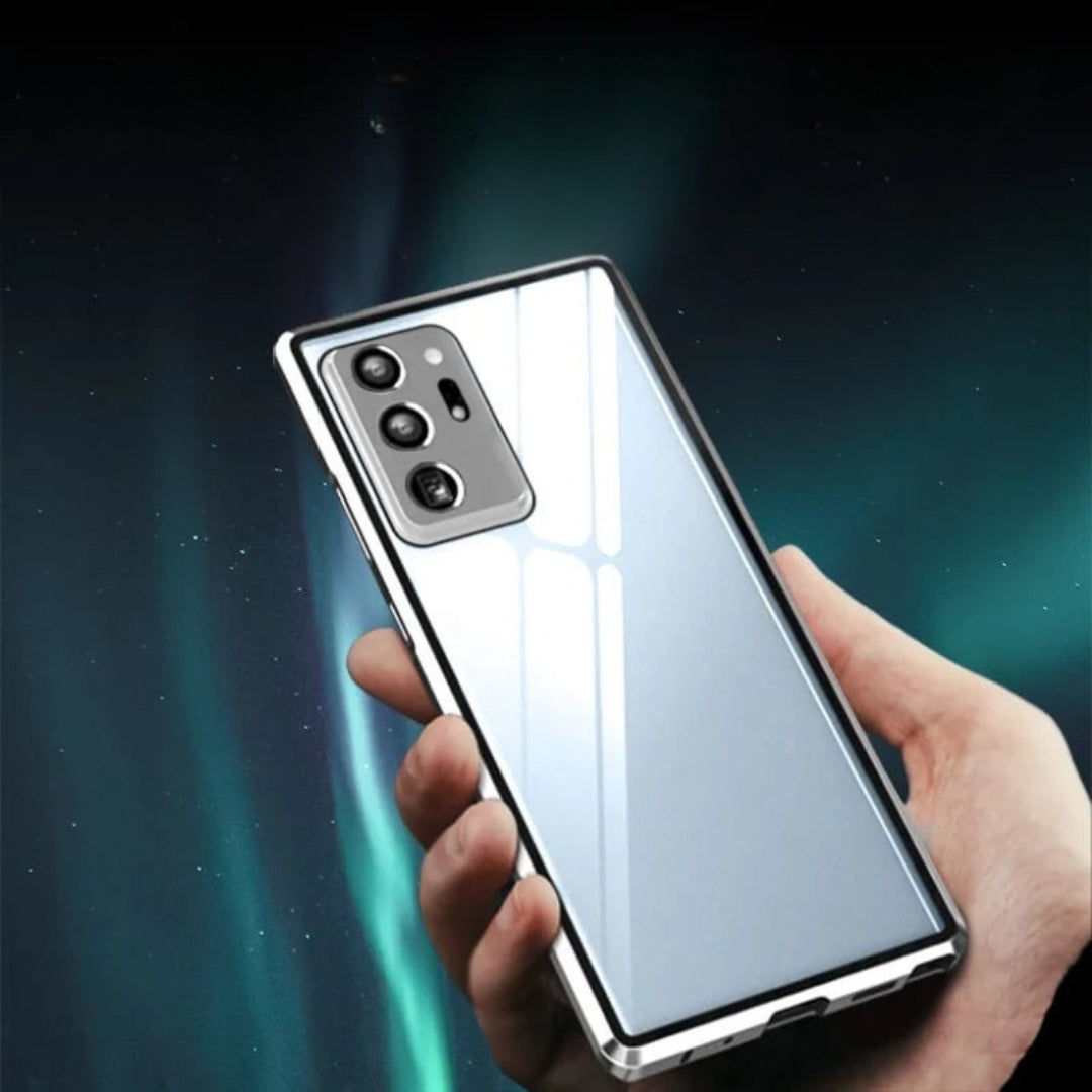 Doppelseitige magnetische Glas-Handyhülle für Samsung. Perfekter Rundumschutz gegen Stöße und Kratzer.