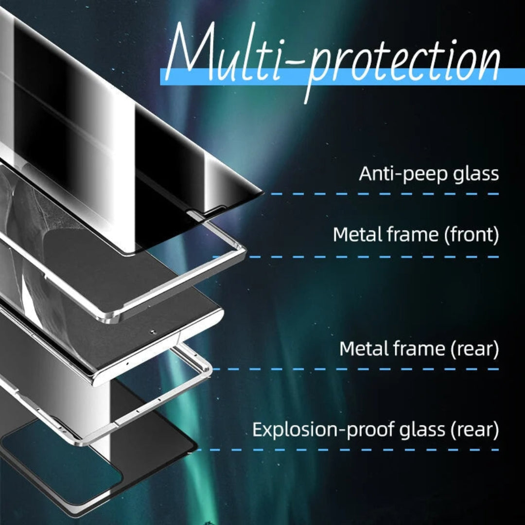 Robuste magnetische Handyhülle für Samsung. Klarsicht-Glas schützt Vorder- und Rückseite effektiv.
