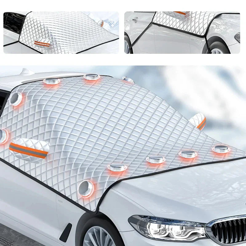 Magnetische Auto-Windschutzscheibenabdeckung für Ganzjahresschutz. Schützt vor Eis, Schnee, Hitze & UV.