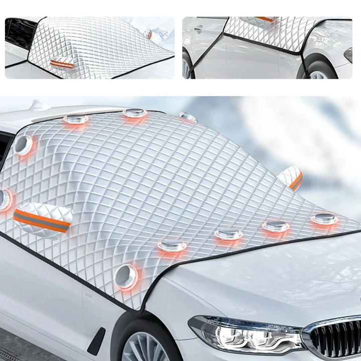 Magnetische Auto-Windschutzscheibenabdeckung für Ganzjahresschutz. Schützt vor Eis, Schnee, Hitze & UV.