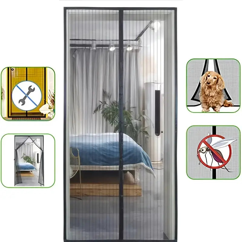 Magnetische Fliegengittertür für insektenfreie, frische Luft; mit starkem Magnetverschluss & schneller Montage.