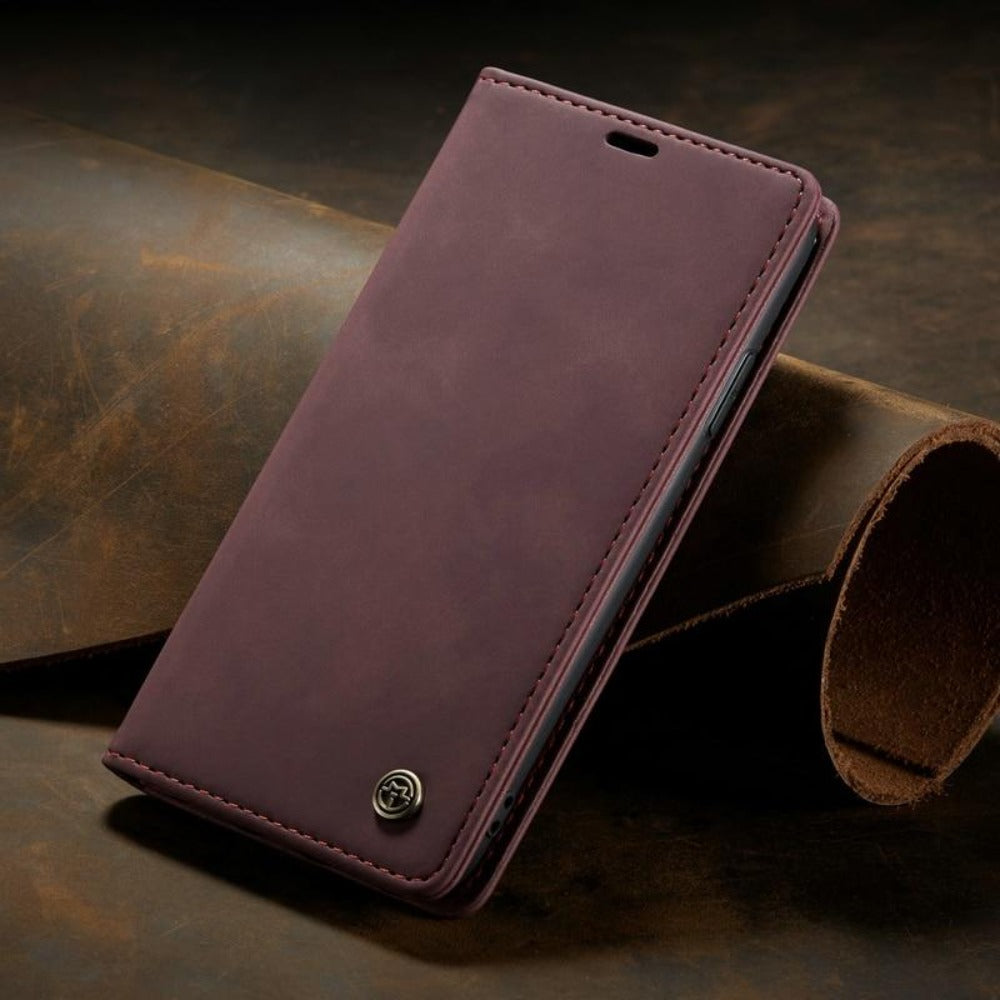 Premium Flip Wallet Hülle für iPhone, magnetisch, schützt optimal & bietet praktischen Platz für Karten.