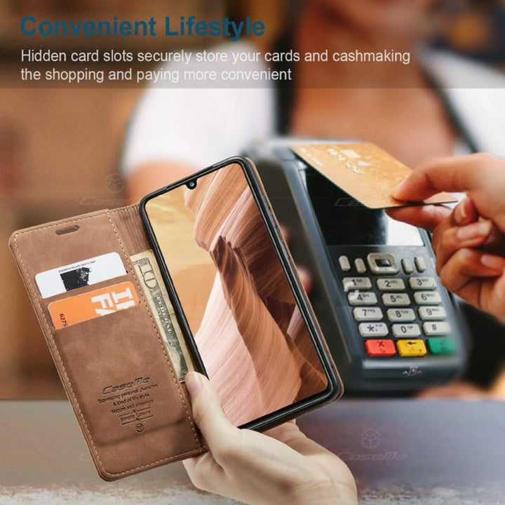 Elegante iPhone Schutzhülle mit Flip Cover, Kartenfächern, Ständerfunktion & Magnetverschluss. Vielseitig.