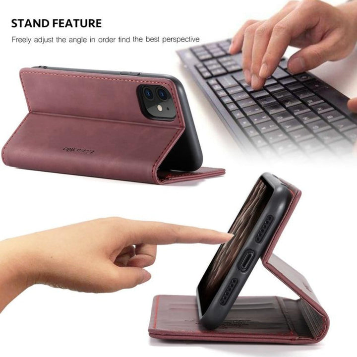 Magnetische Flip Hülle für iPhone 16, 15 & 14, mit Geldbörsenfunktion und Rundumschutz. Einfache Handhabung.