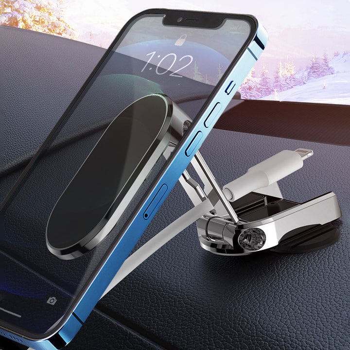Faltbarer Magnet-Handyhalter für Autos, flexible Positionierung von Smartphones & GPS.