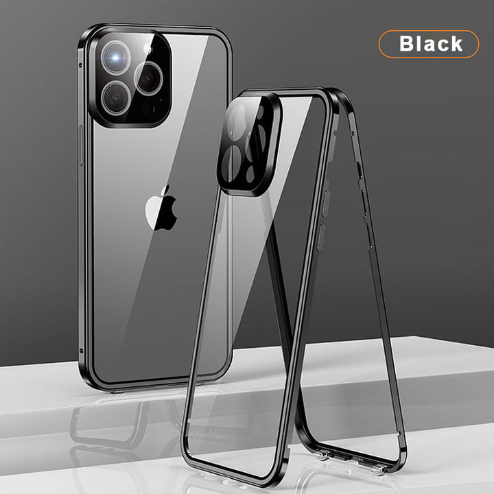 Stoßfeste iPhone 13 Hülle mit Blickschutz. Magnetischer Rahmen, schützt vor Kratzern und neugierigen Blicken.