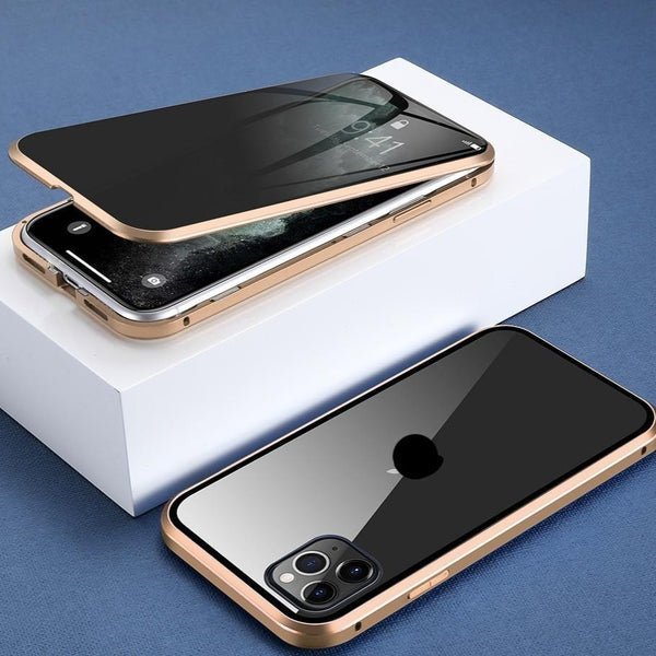 Magnetische iPhone Hülle PrivaGuard mit integriertem Displayschutz für Datenschutz & Rundumschutz des Handys.