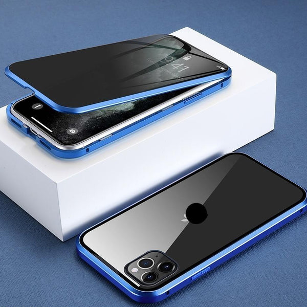 Front- & Rückseitenschutz: iPhone Datenschutz Hülle mit Magnetschließung & gehärtetem Glas für Privatsphäre.