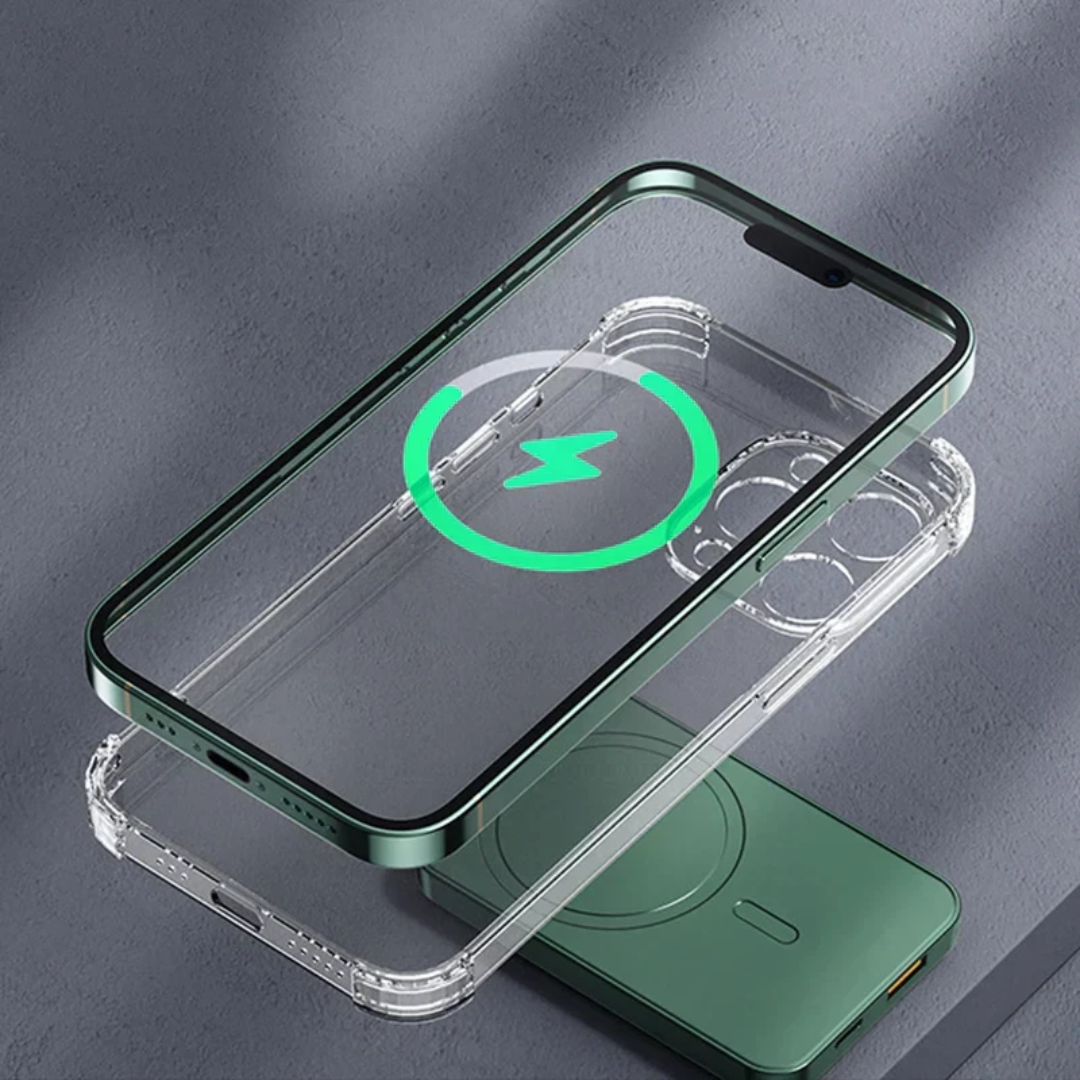 Lila magnetische Powerbank MagCharge Mini: Kabelloses Schnellladen, tragbar, kompakt & kompatibel mit vielen Smartphones.