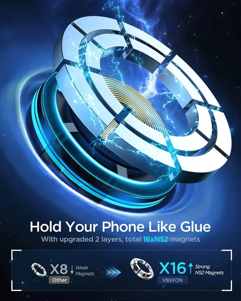Smartphone Lüftungshalterung im Auto, magnetisch, mit Handy beim kabellosen Laden für Navigation.