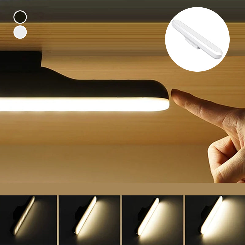 Kabellose Touch-LED-Lampe mit Magnetfuß, wiederaufladbar für flexible Anwendung als Lese- oder Arbeitslampe.