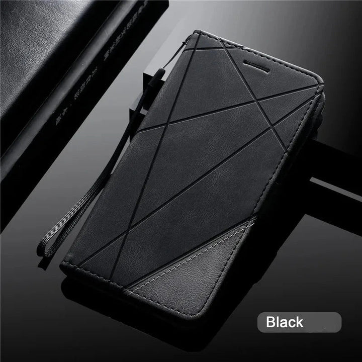 Geschlossene PU-Leder Schutzhülle für Samsung A-Serie mit feiner Textur und präziser Passform.