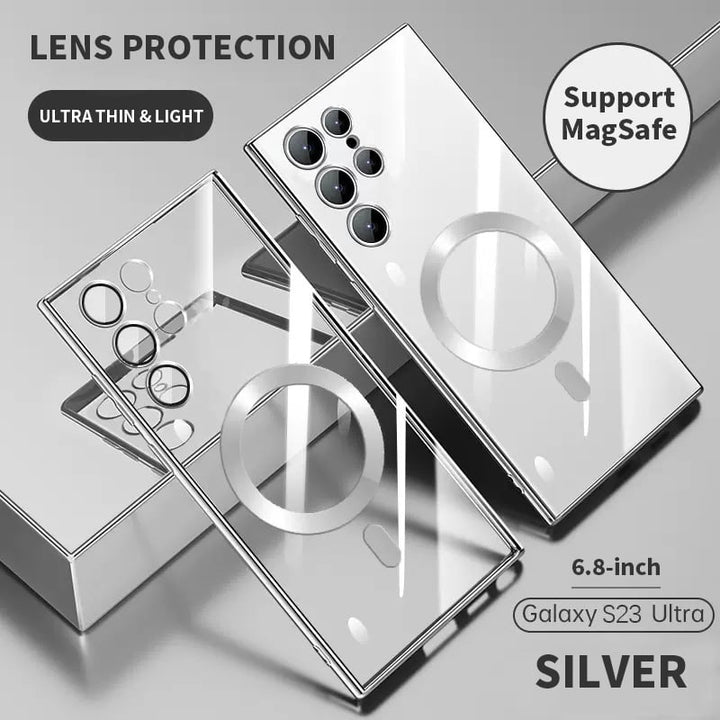 Schlanke transparente Luxus Handyhülle, magnetisch, stoßfest & kratzfest, für elegante Smartphones.