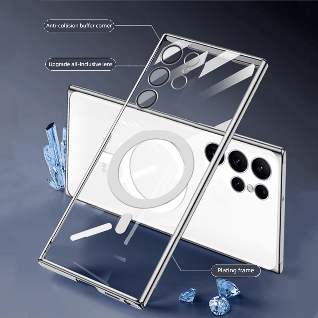 Transparente Schutzhülle mit starkem Magnet, elegant, stoßfest & kratzfest für Handys.