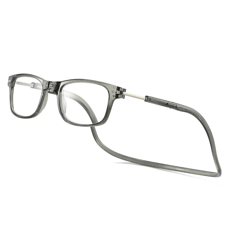 Detailansicht des magnetischen Verschlusses einer Nacken-Lesebrille mit Blaulichtfilter für Unisex.