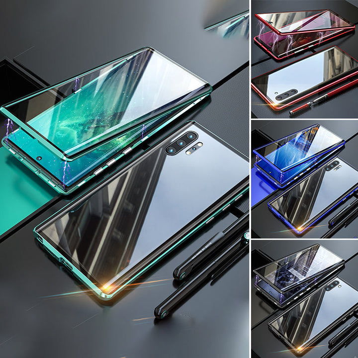 Samsung Handyhülle mit innovativem magnetischem Verschluss und gehärtetem Glas für Schutz.