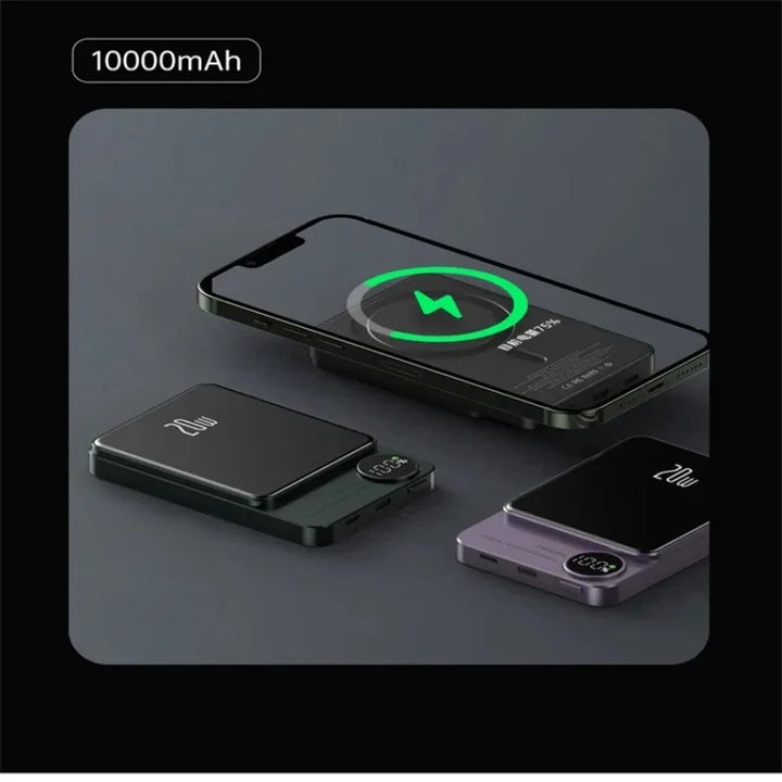 Hochkapazitive magnetische Powerbank für iPhone. Kabelloses Schnellladen als mobiler Begleiter.