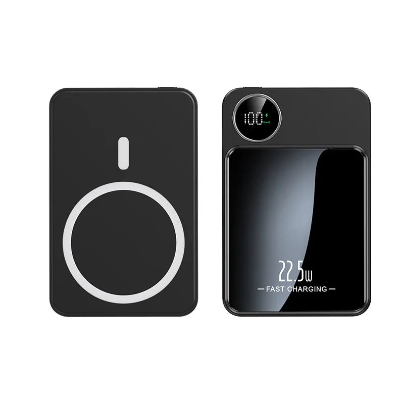 Schnellladegerät: Magnetische Powerbank für iPhone. Effizientes kabelloses Laden, hohe Kapazität. Externer Akku.