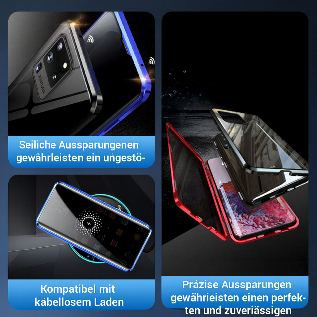Magnetische Schutzhülle für Samsung mit Anti-Spionage Bildschirmschutz und Stoßfestigkeit.