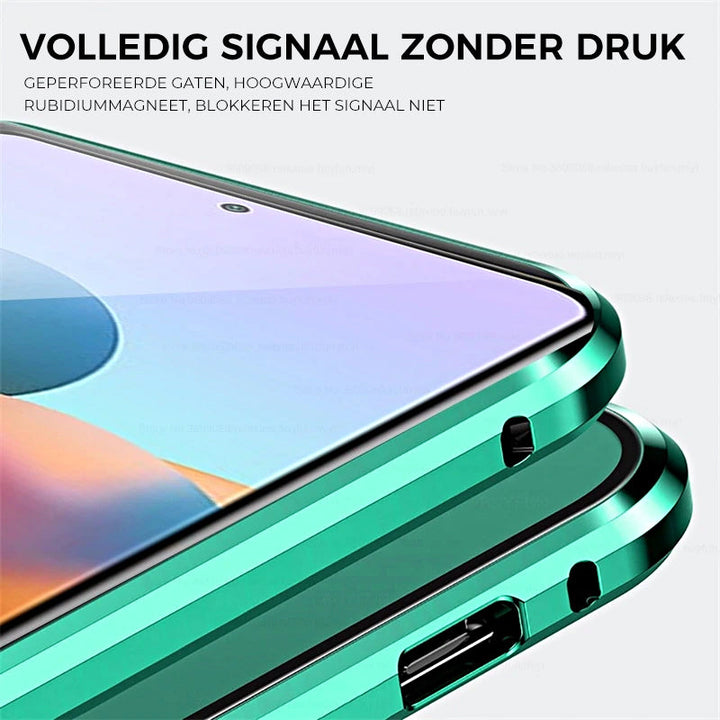 TitanGuard S21 Magnetschutzhülle, stoßfestes Glas-Metall-Case mit Rundumschutz in Schwarz.