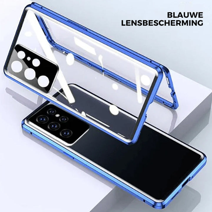 Rundumschutz S21 Handyhülle, magnetisch, stoßfestes Glas- und Metallgehäuse für maximale Sicherheit.