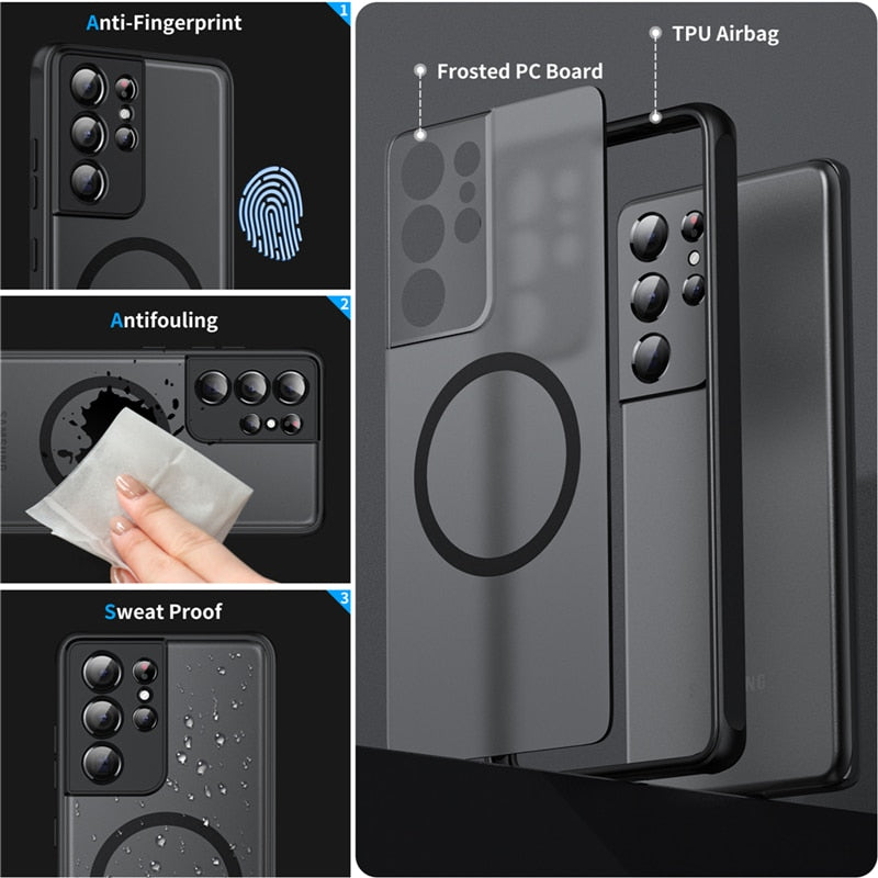Armeegrüne magnetische Samsung Handyhülle. Robuster Handyschutz, kompatibel mit A- & S-Serie.