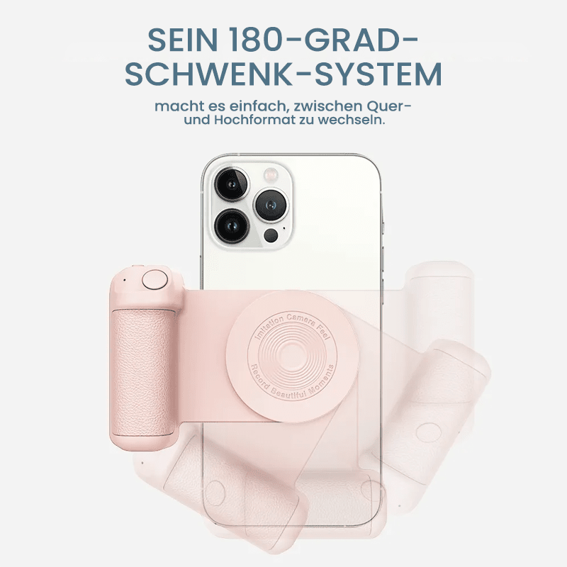 Bluetooth-Kamerahalterung für Smartphones, magnetisch, ergonomischer Griff, ideal für unterwegs.