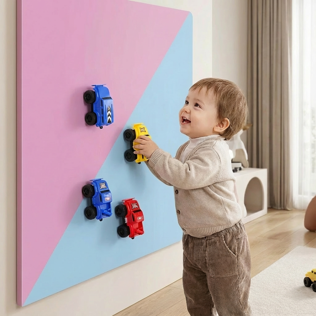 Magnetische Wandkletterautos für Kinder, bunter vertikaler Spielspaß & Kreativität.