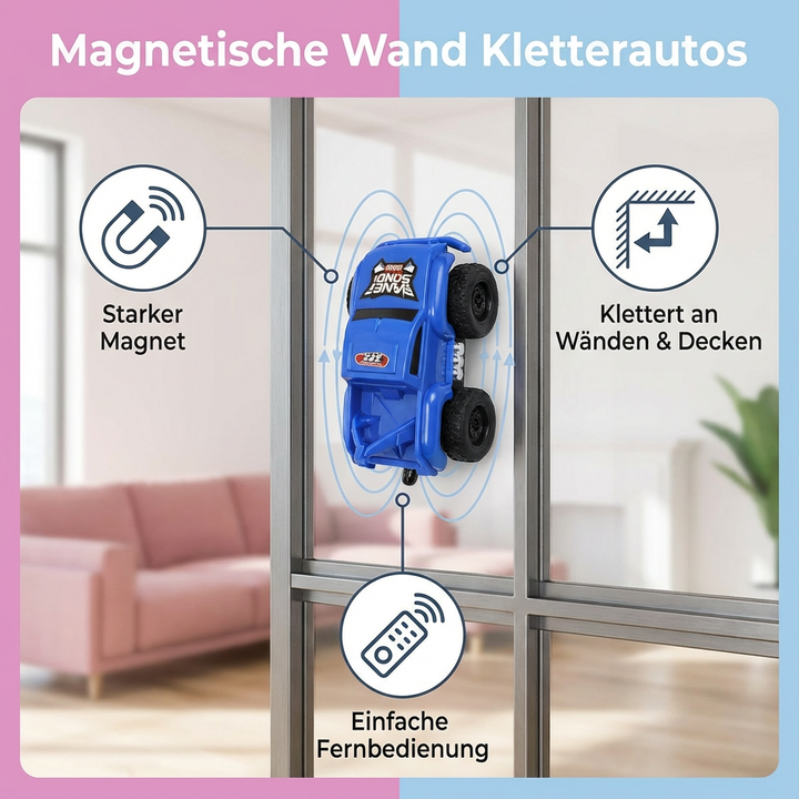 Vielseitiges Set magnetischer Spielautos in leuchtenden Farben, perfekt für vertikales Spiel.