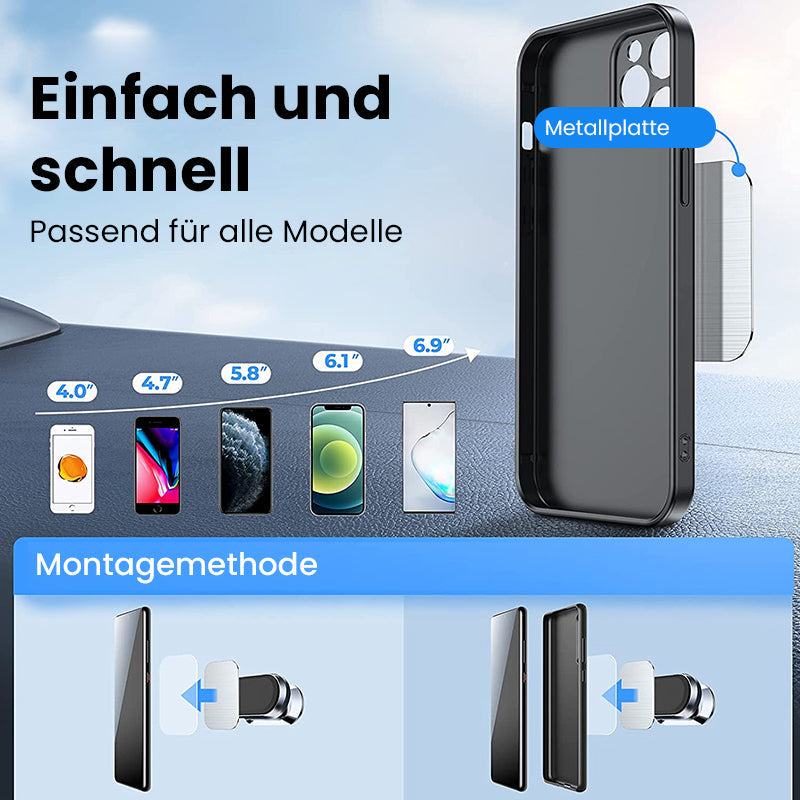Magnetischer Autohalter aus Legierung; robustes Zubehör für sicheren Handygebrauch während der Fahrt.