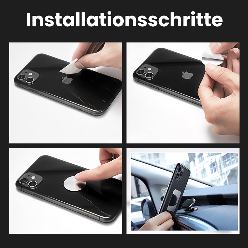 Autotelefonhalter mit Magnet; universelle Befestigung für Smartphones im Fahrzeug, minimalistisches Design.